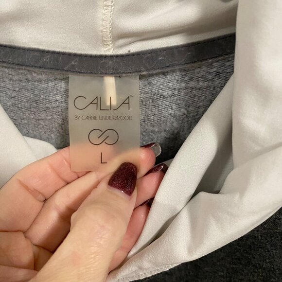 CALIA by Carrie Underwood Effortless Mixed Media Dark Heather Grey Hoodie Size L - Picture 3 of 7